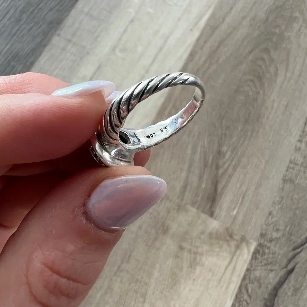 David Yurman Black Onyx Cable Ring with Pavé Diamonds